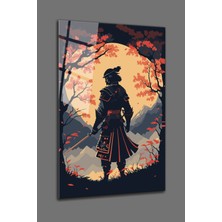 Shopping Haven Samuray Temalı Cam Tablo-Samuray Ev Dekorasyon Cam Duvar Tablo-4mm Kırılmaz Cam Tablo-Ofis Dekor
