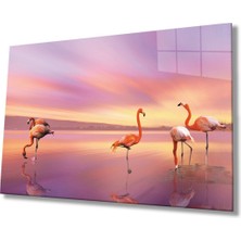 Shopping Haven Flamingo Hayvan Cam Tablo 4mm Dayanıklı Temperli Cam