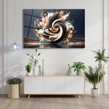 Soyut Siyah Beyaz Gold Cam Tablo, Modern Ev Ofis Salon Duvar Dekoru, Hediyelik Tablo Dekor