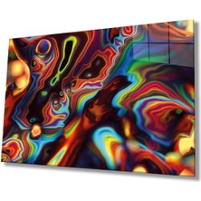 Shopping Haven Renkli Soyut Cam Tablo, Ev ve Ofis Duvar Dekoru, Hediyelik Büyük Temperli 4 mm Cam Tablo