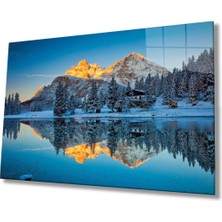 Shopping Haven Mavi Dağ Yansıma Manzarası Cam Tablo, Ev ve Ofis Duvar Dekoru, Hediyelik Büyük Temperli Cam Tablo