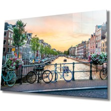 Shopping Haven Amsterdam Cam Tablo, Ev ve Ofis Duvar Dekoru Hediyelik Büyük Tablo Dayanıklı Cam