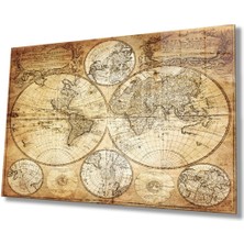 Shopping Haven Eski Dünya Haritası Cam Tablo, Ev ve Ofis Duvar Dekoru, Hediyelik Büyük Temperli Cam Tablo