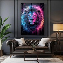 Shopping Haven Cam Tablo Neon Kürklü Aslan - Duvar Dekorasyonu - Ev Dekorasyonu - Ofis Dekorasyonu Dk