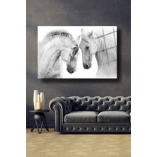 Shopping Haven Beyaz Atlar Cam Tablo | Hediyelik, Dekoratif, Ofis, Mutfak