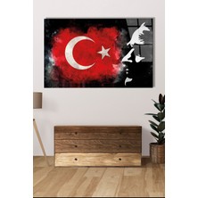 Shopping Haven Atatürk Silüetli Türk Bayrağı Cam Tablo Ev Ofis Salon Hediyelik Büyük Boy
