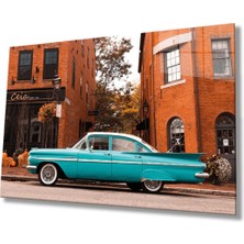 Shopping Haven Klasik Araba Sokak Bina Cam Tablo, Ev ve Ofis Duvar Dekoru, Hediyelik Büyük Temperli 4 mm Cam Tablo