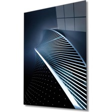 Shopping Haven Geometrik Mimari Cam Tablo, Ev ve Ofis Duvar Dekoru Hediyelik Büyük Tablo Dayanıklı Cam