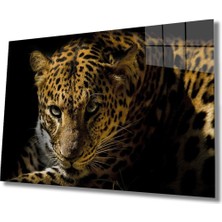Leopar Hayvan Cam Tablo