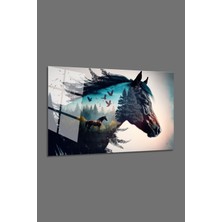 Shopping Haven At Orman Manzara Cam Tablo-At Soyut Tarz Cam Tablo-Ev Duvar Tablosu-4mm Kırılmaz Cam-Ofis Dekorasyon