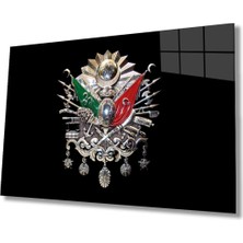 Osmanlı Arması Tuğrası Cam Tablo, Ev ve Ofis Duvar Dekoru, Hediyelik Büyük Temperli Cam Tablo