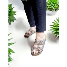 Çift Toka Parlak Doğal Taşlı Anatomik Terlik