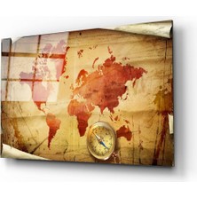 Dünya Haritası 61 Cam Tablo