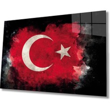 Shopping Haven Siyah Fonlu Türk Bayrağı Ay Yıldız Cam Siyah Fon