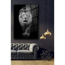 Shopping Haven Siyah Beyaz Aslan Cam Tablo SIOCT028 | Hediyelik, Dekoratif, Ofis, Mutfak