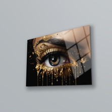Shopping Haven Gold Göz Modern Tablo , Temperli Cam Üzeri Baskı , Güzellik Salonu Duvar Tablosu , Ofis Duvar Dekoru