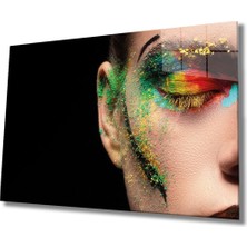 Shopping Haven Kadın Yüzü Fütüristik Illüstrasyon Cam Tablo, Ev ve Ofis Duvar Dekoru Hediyelik, 4mm Dayanıklı Cam