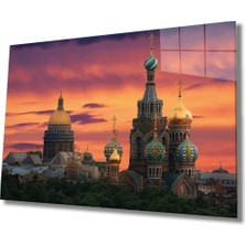 Shopping Haven Şehir Manzaralı Moskova Cam Tablo, Ev ve Ofis Duvar Dekoru Hediyelik Büyük Tablo Dayanıklı Cam