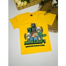Erkek Çocuk Minecraft Tişört Şort 2’li Alt Üst Takım Sarı