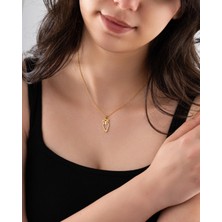 Zirkon Taşlı Gold Minimal Baykuş Gümüş Kolye