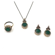 Yuvarlak Zümrüt Rengi Zirkon Otantik Set