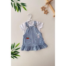 Miniğimin Cicileri Tavşan Işleme Detaylı Kız Bebe jile takım - Mavi
