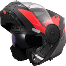 Ls2 Scope 2 Durıa Mat Siyah-Kırmızı Çene Açılır Kask