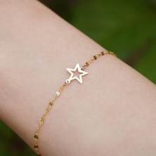 Bayar Gold 14 Ayar Altın İçi Boş Yıldız Aynalı Zincir Bileklik