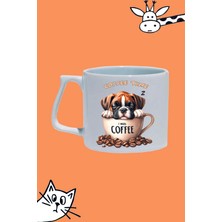 Kahve Zamanı I Need Coffee Kahveye Ihtiyacım Var Sevimli Köpek Tasarım Baskılı Beyaz Lüks Sap Kupa Bardak