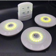 Uzaktan Kumandalı 3lü LED Lamba Kablosuz Pilli Işıldak Mutfak Rafı Işığı Dolap Altı Işığı