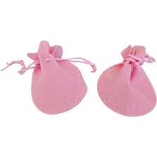 Kadife Kese Pembe 100 Adet 6x8 Boy Takı, Altın Kesesi (Ipli & Büzgülü)