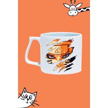 Anime Naruto Karakter Tasarım Baskılı Beyaz Lüks Sap Kupa Bardak