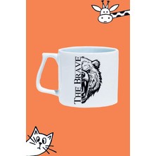 
the Brave Bear Cesur Ayı Tasarım Baskılı Beyaz Lüks Sap Kupa Bardak