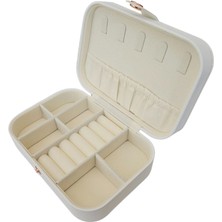 Çıtçıtlı Deri Midi Boy Takı, Seyahat ve Mücevher Çantası,kutusu Beyaz (11X16 Cm)