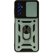 Newface  Samsung Galaxy M52 5g Kılıf Pars Lens Yüzüklü Silikon - Yeşil Zrnet