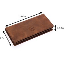 Westpolo Hakiki Eskitme Deri Unisex Telefon Bölmeli Mıknatıslı Uzun Cüzdan ve El Portföyü - G2 Taba