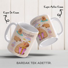Yelkovan Tasarım Capybara Temalı Sevimli Tasarım, Komik Hayvan Çizimli, Renkli Porselen Kupa Bardak,  Model-3