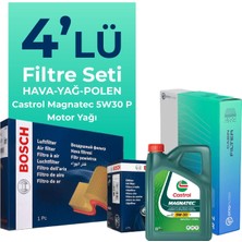 Bosch Citroen C3 1.2 Benzinli Filtre Bakım Seti Castrol Motor Yağlı (2012-2016) 4 Lü