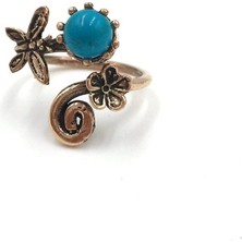 Kelebek Turkuaz Doğal Taş Otantik Yüzük