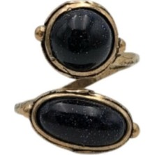 Ikili Lacivert Yıldız Doğal Taş Otantik Yüzük