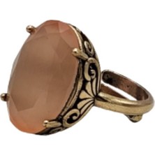 Gül Kurusu Oval Kedi Gözü Otantik Bronz Yüzük