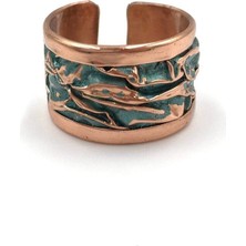 Turkuaz El Işi Otantik Bakır Buruşuk Yüzük