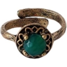 Yeşil Akik Mini Tırnaklı Doğal Taş Yüzük