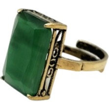 Yeşil Kedi Gözü Otantik Bronz Yüzük