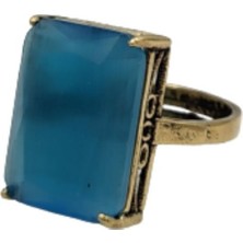 Mavi Kedi Gözü Otantik Bronz Yüzük