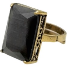 Siyah Kedi Gözü Otantik Bronz Yüzük