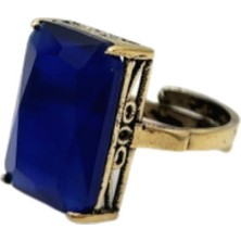 Lacivert Kedi Gözü Otantik Bronz Yüzük