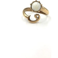 Sedef Mini Vav Otantik Bronz Yüzük