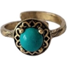 Otantik Takı Turkuaz Mini Tırnaklı Doğal Taş Yüzük