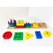 Ahşap Beşli Geometrik Şekiller Montessori Oyuncak